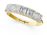 Yellow gold Emerald Cut Diamond Half Eternity Band with Prong Setting_41