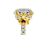 Yellow gold Emerald Cut Diamond Halo Pave Band with Four-Prong Setting_9