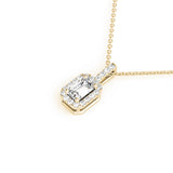 Yellow gold Emerald Cut Diamond Halo Pendant with Prong Setting 1