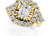 Yellow gold Emerald Cut Diamond Halo Ring with Pavé Band and Four-Prong Setting_42