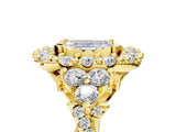 Yellow gold Emerald Cut Diamond Halo Ring with Pavé Band and Four-Prong Setting_46
