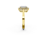 Yellow gold Emerald Cut Diamond Halo Ring with Round Brilliant Halo and Solitaire Band_104