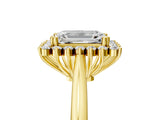 Yellow gold Emerald Cut Diamond Halo Ring with Solitaire Band and Prong Setting_74