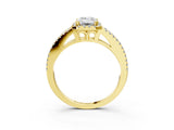 10K Yellow Gold 2.23 Carat E VS1 Emerald Diamond Halo Split Shank Engagement Ring
