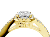 10K Yellow Gold 2.23 Carat E VS1 Emerald Diamond Halo Split Shank Engagement Ring