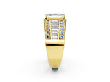 Yellow gold Emerald Cut Diamond Mens Ring with Baguette Side Stones_50