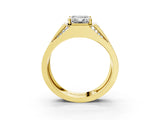 Yellow gold Emerald Cut Diamond Mens Ring with Baguette Side Stones_51