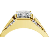 Yellow gold Emerald Cut Diamond Mens Ring with Baguette Side Stones_52