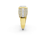 Yellow gold Emerald Cut Diamond Mens Ring with Side Stones_38