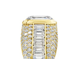 Yellow gold Emerald Cut Diamond Mens Ring with Side Stones_41