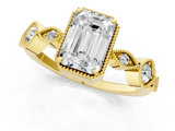 Yellow gold Emerald Cut Diamond Milgrain Marquise Band with Prong Setting_4
