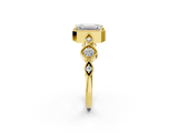 Yellow gold Emerald Cut Diamond Milgrain Marquise Band with Prong Setting_5