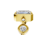 Yellow gold Emerald Cut Diamond Milgrain Marquise Band with Prong Setting_8