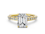 Yellow gold Emerald Cut Diamond Pavé Band Ring with Four-Prong Setting_36