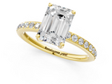 Yellow gold Emerald Cut Diamond Pavé Band Ring with Four-Prong Setting_37