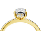 Yellow gold Emerald Cut Diamond Pavé Band Ring with Four-Prong Setting_40