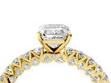 Yellow gold Emerald Cut Diamond Pavé Band Solitaire Ring with Prong Setting_106