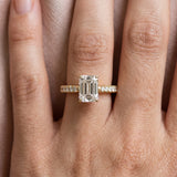 Yellow gold Emerald Cut Diamond Pavé Band Solitaire Ring with Prong Setting_185