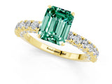 Yellow gold Emerald Cut Diamond Pavé Band Solitaire Ring with Prong Setting_1