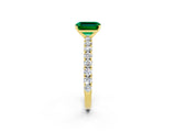 Yellow gold Emerald Cut Diamond Pavé Band Solitaire Ring with Prong Setting_2