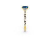 Yellow gold Emerald Cut Diamond Pavé Band Solitaire Ring with Prong Setting_2