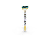 Yellow gold Emerald Cut Diamond Pavé Band Solitaire Ring with Prong Setting_2