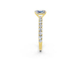 Yellow gold Emerald Cut Diamond Pavé Band Solitaire Ring with Prong Setting_2