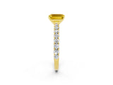 Yellow gold Emerald Cut Diamond Pavé Band Solitaire Ring with Prong Setting_2
