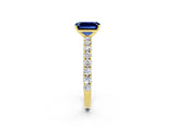 Yellow gold Emerald Cut Diamond Pavé Band Solitaire Ring with Prong Setting_2