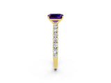 Yellow gold Emerald Cut Diamond Pavé Band Solitaire Ring with Prong Setting_2
