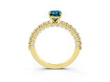 Yellow gold Emerald Cut Diamond Pavé Band Solitaire Ring with Prong Setting_3