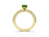 Yellow gold Emerald Cut Diamond Pavé Band Solitaire Ring with Prong Setting_3