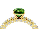 Yellow gold Emerald Cut Diamond Pavé Band Solitaire Ring with Prong Setting_4