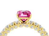 Yellow gold Emerald Cut Diamond Pavé Band Solitaire Ring with Prong Setting_4