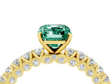 Yellow gold Emerald Cut Diamond Pavé Band Solitaire Ring with Prong Setting_4