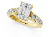 Yellow gold Emerald Cut Diamond Pavé Band Solitaire with Four-Prong Setting_26