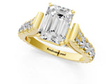 Yellow gold Emerald Cut Diamond Pavé Band Solitaire with Four-Prong Setting_26
