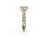 Yellow gold Emerald Cut Diamond Pavé Band Solitaire with Four-Prong Setting_27