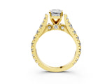 Yellow gold Emerald Cut Diamond Pavé Band Solitaire with Four-Prong Setting_28