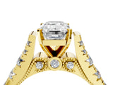 Yellow gold Emerald Cut Diamond Pavé Band Solitaire with Four-Prong Setting_29