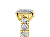 Yellow gold Emerald Cut Diamond Pavé Band Solitaire with Four-Prong Setting_30