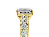 Yellow gold Emerald Cut Diamond Pavé Band Solitaire with Four-Prong Setting_30