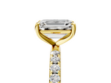 Yellow gold Emerald Cut Diamond Pavé Band Solitaire with Four-Prong Setting_9