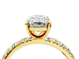Yellow gold Emerald Cut Diamond Pavé Band with Four-Prong Setting_38