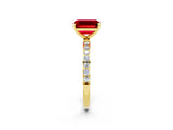 Yellow gold Emerald Cut Diamond Pavé Band with Six-Prong Setting_2