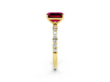 Yellow gold Emerald Cut Diamond Pavé Band with Six-Prong Setting_2