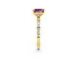 Yellow gold Emerald Cut Diamond Pavé Band with Six-Prong Setting_2