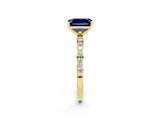 Yellow gold Emerald Cut Diamond Pavé Band with Six-Prong Setting_2