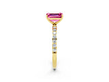 Yellow gold Emerald Cut Diamond Pavé Band with Six-Prong Setting_2