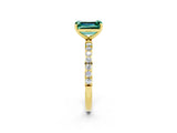 Yellow gold Emerald Cut Diamond Pavé Band with Six-Prong Setting_2